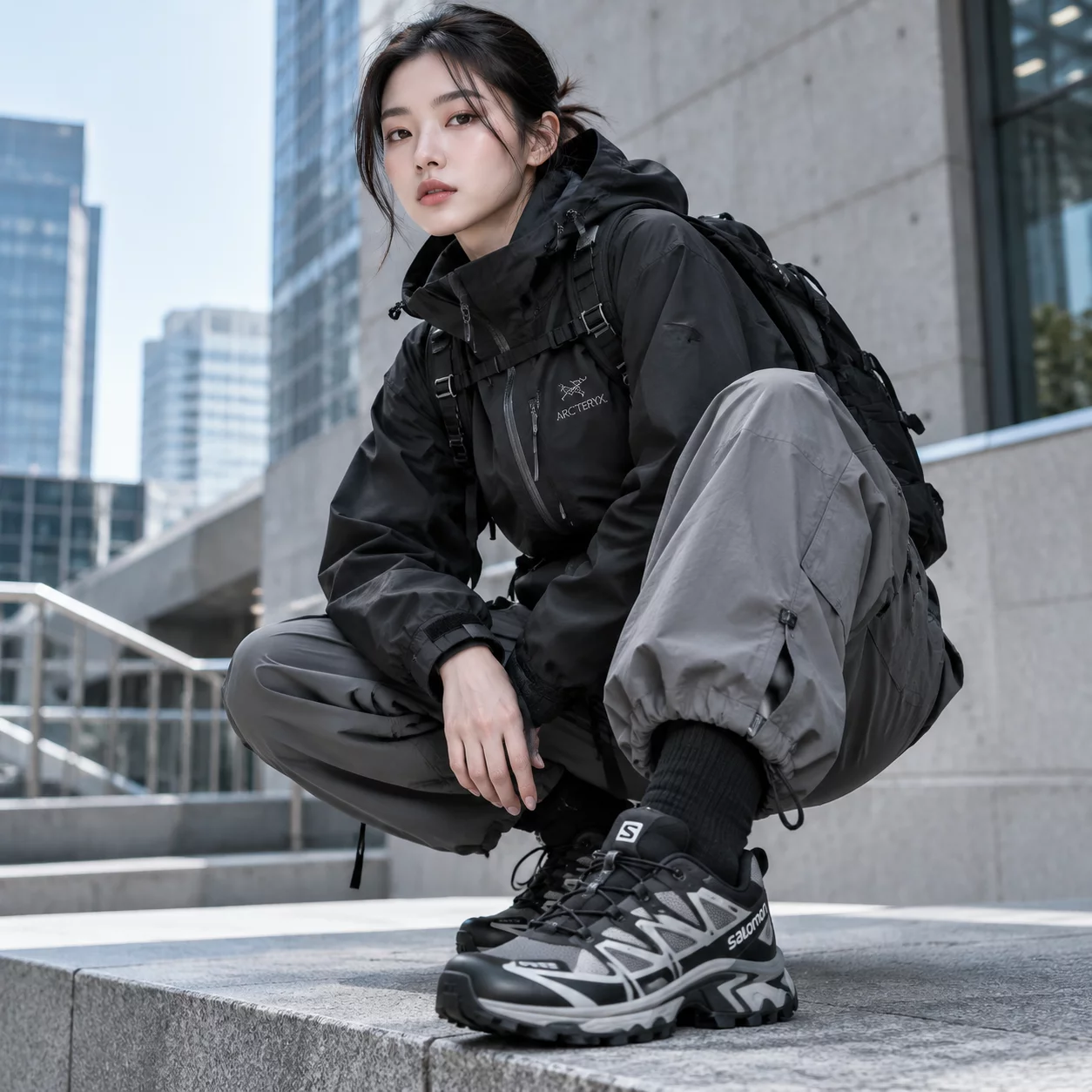 지수의 살로몬 아웃도어 스타일